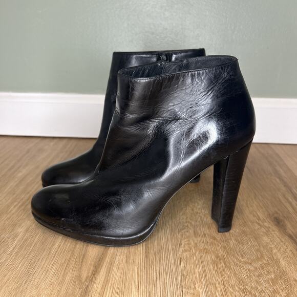 Stuart Weitzman Womens 8 Platform Booties Black Zip Minimalist High Heel Mobwife - Picture 3 of 10